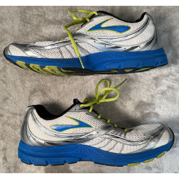Brooks Launch Metallic Silver Blue Green Athletic Running Shoes Mens Size 13 - Picture 3 of 9